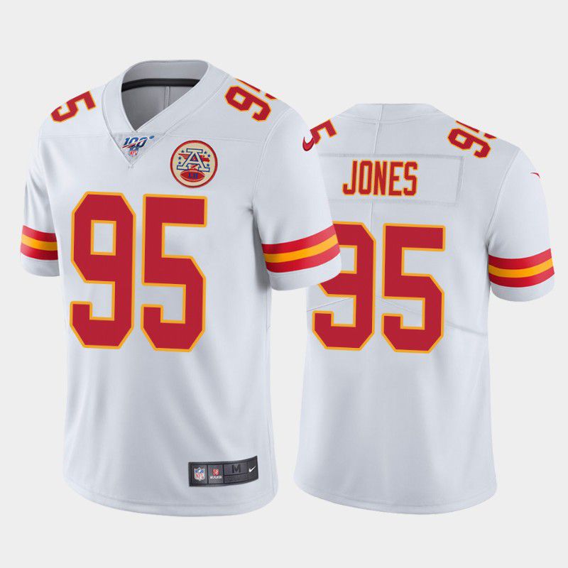 Men Kansas City Chiefs #95 Chris Jones Nike White 100th Limited NFL Jersey->kansas city chiefs->NFL Jersey